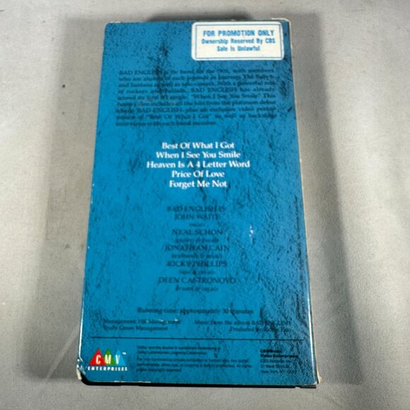 Bad English VHS Tape Music Video Compilation CMV 1990 Promo Edition - Picture 2 of 3